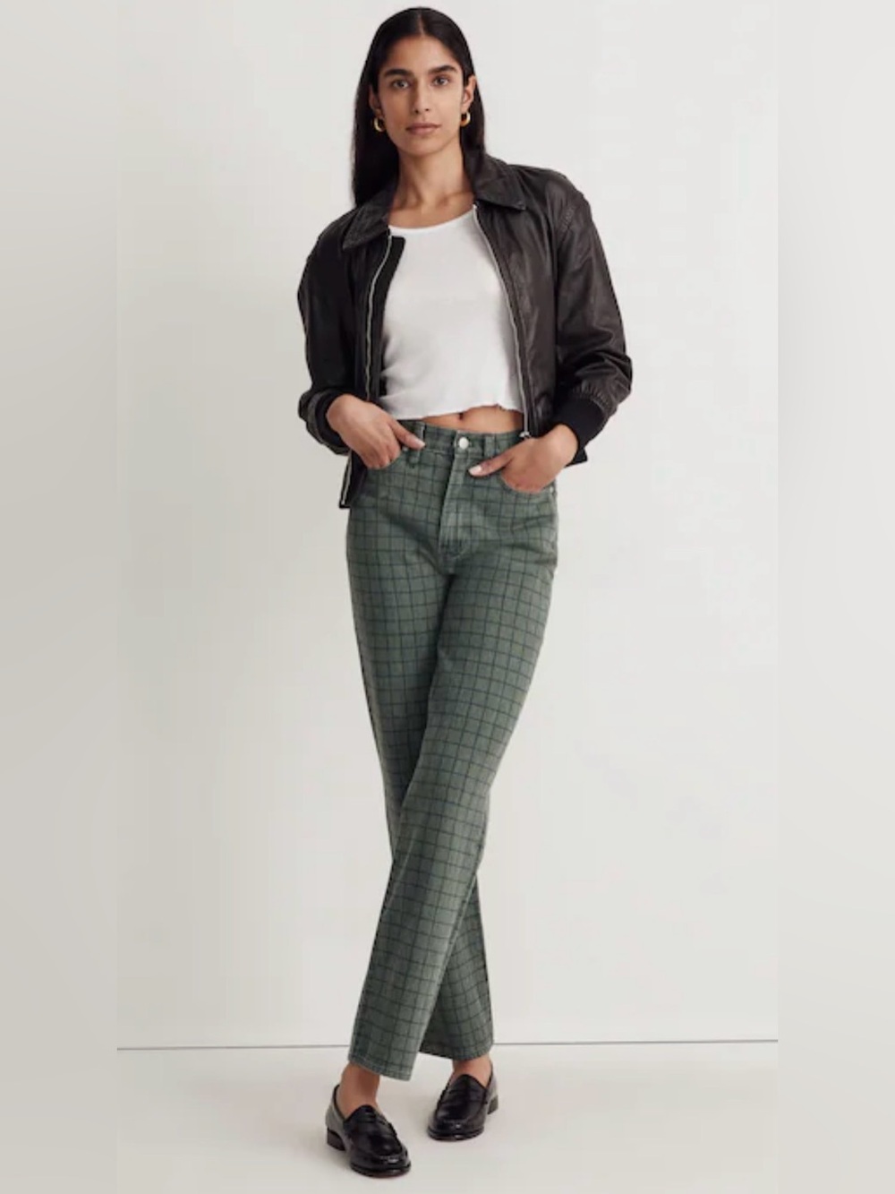 MADEWELL The Perfect Vintage Straight Jean in Windowpane Plaid